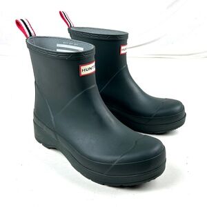 Hunter Mens Short Ankle Boots Green, Waterproof Rain Boot Size 9 USA